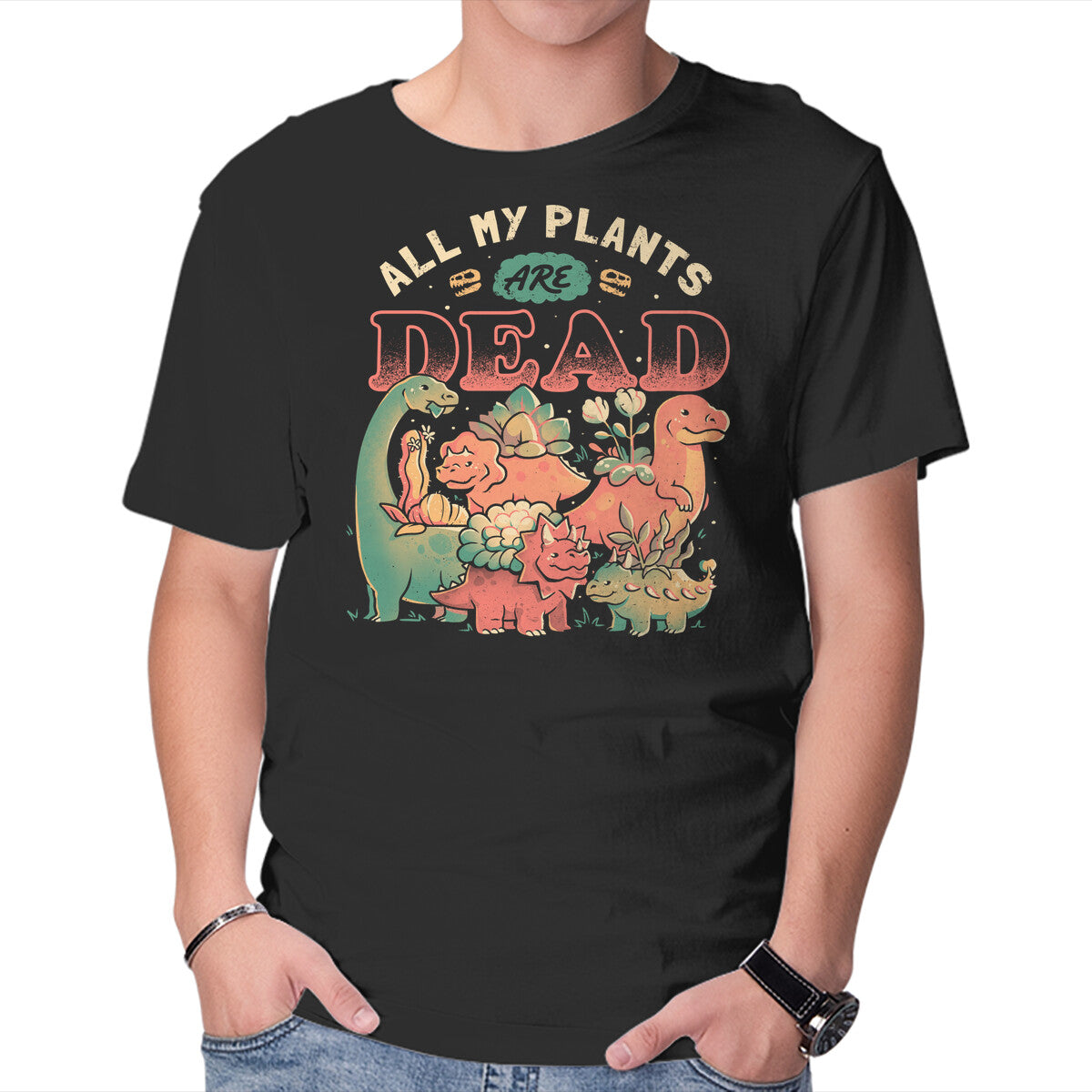 Unisex Crew Neck T-Shirt All My Plants Are Dead Graphic Short Sleeve Casual Tee S