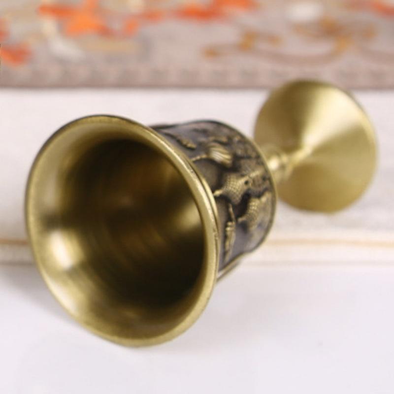 Vintage Shot Glass, Metal Relief Rose Goblet, European Portable Mini Vodka Cup,Delicacy Home Living Room Decoration Gift, 1pcs