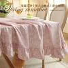 Vintage Ruffled Tablecloth Pink Floral Round Table Cloth Home Dining