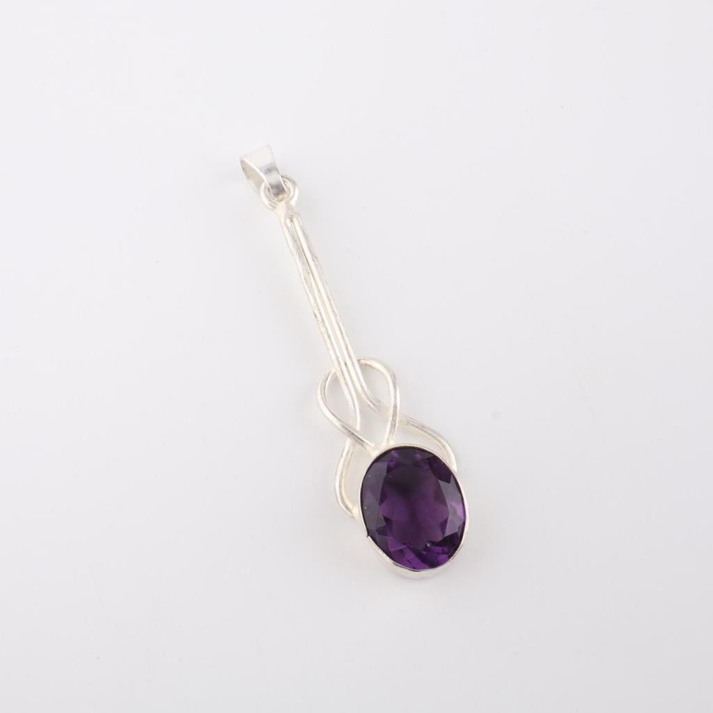 Amethyst Gemstone 925 Sterling Silver Jewelry Handmade Pendant1.79" Gift For Her PP-60-2