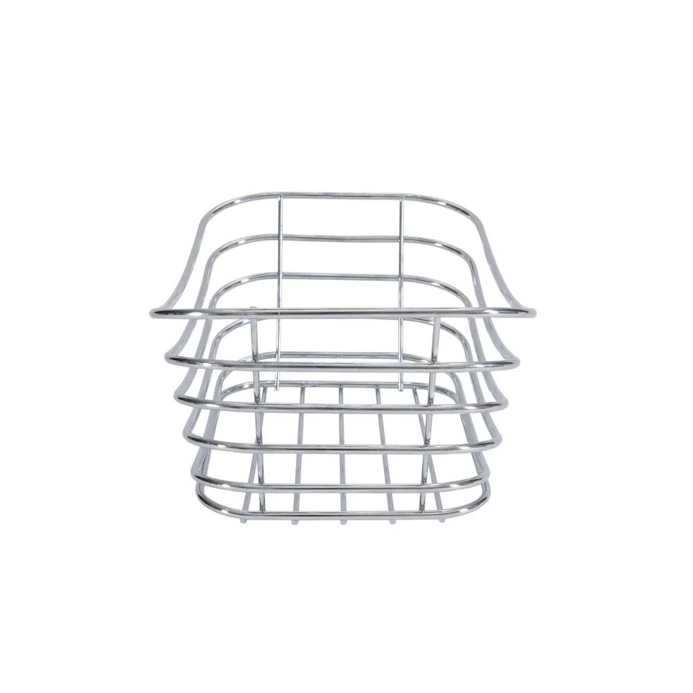 Metal Frame Wire Storage Basket Chrome Steel Towel Basket Bathroom Kitchen Organization with Handles Modern Design 12x75x51in