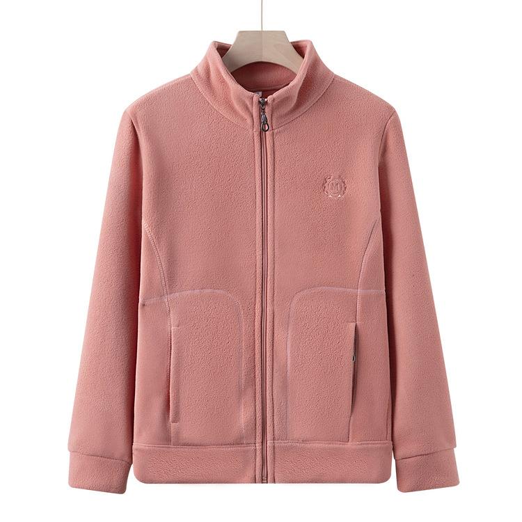 Autumn and Winter Polar Fleece Jacket Women's Thickened Warm Fleece Top Stand-up Collar Cardigan