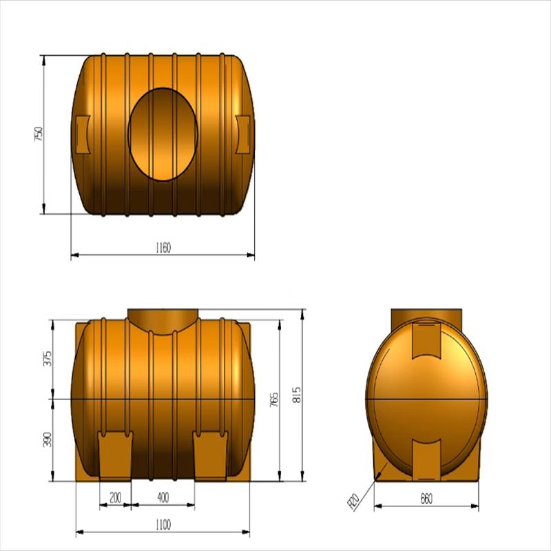 LISM 15-тонный сверхпрочный горизонтальный химический накопительный бак из ПЭ