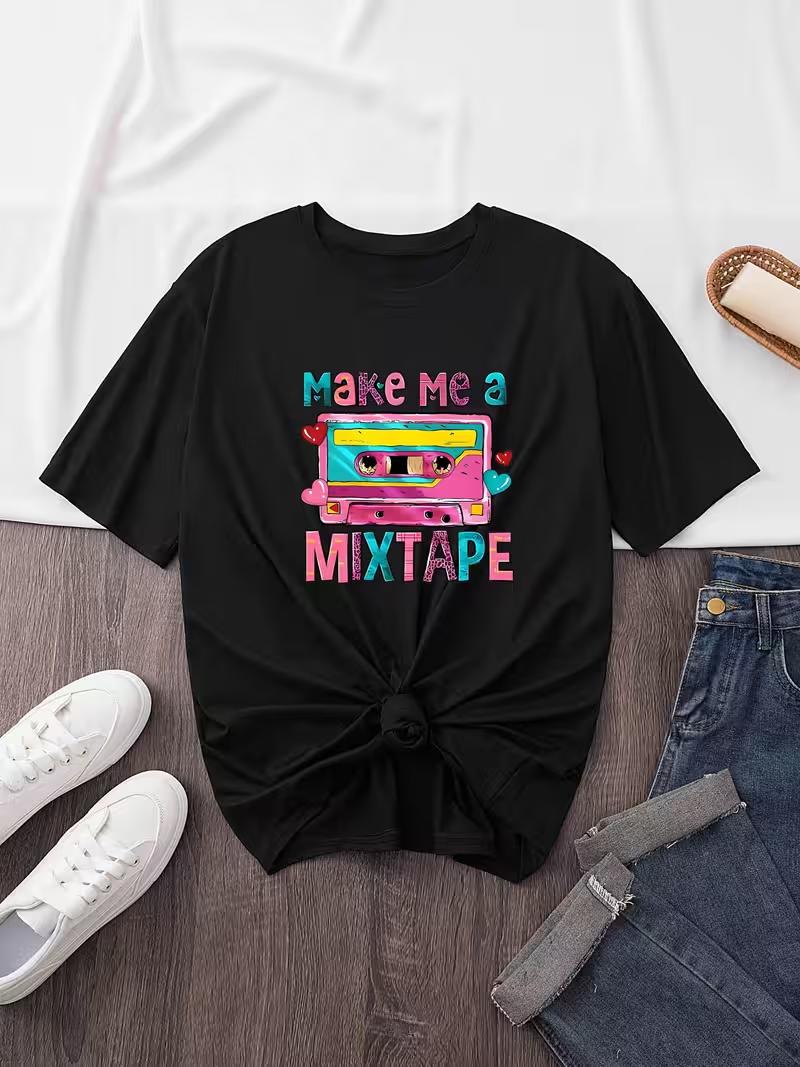 

Print T-Shirt, Crew Neck Short Sleeve T-Shirt, Casual Tops, Women S Clothing Graphic T Shirts Women Clothes T Shirt Y2k Top S