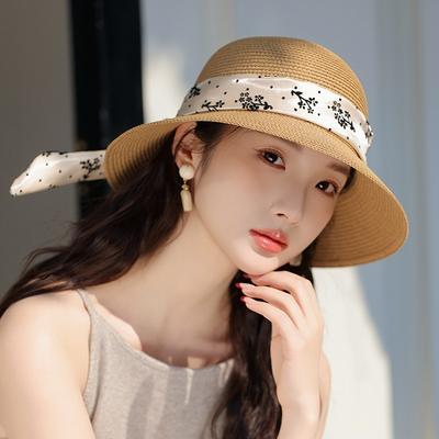 Sombrero de Paja Francés Nuevo Visera de Verano para Mujer, Sombrero para el Sol con Lazo, Sombrero para el Sol Moderno y Elegante