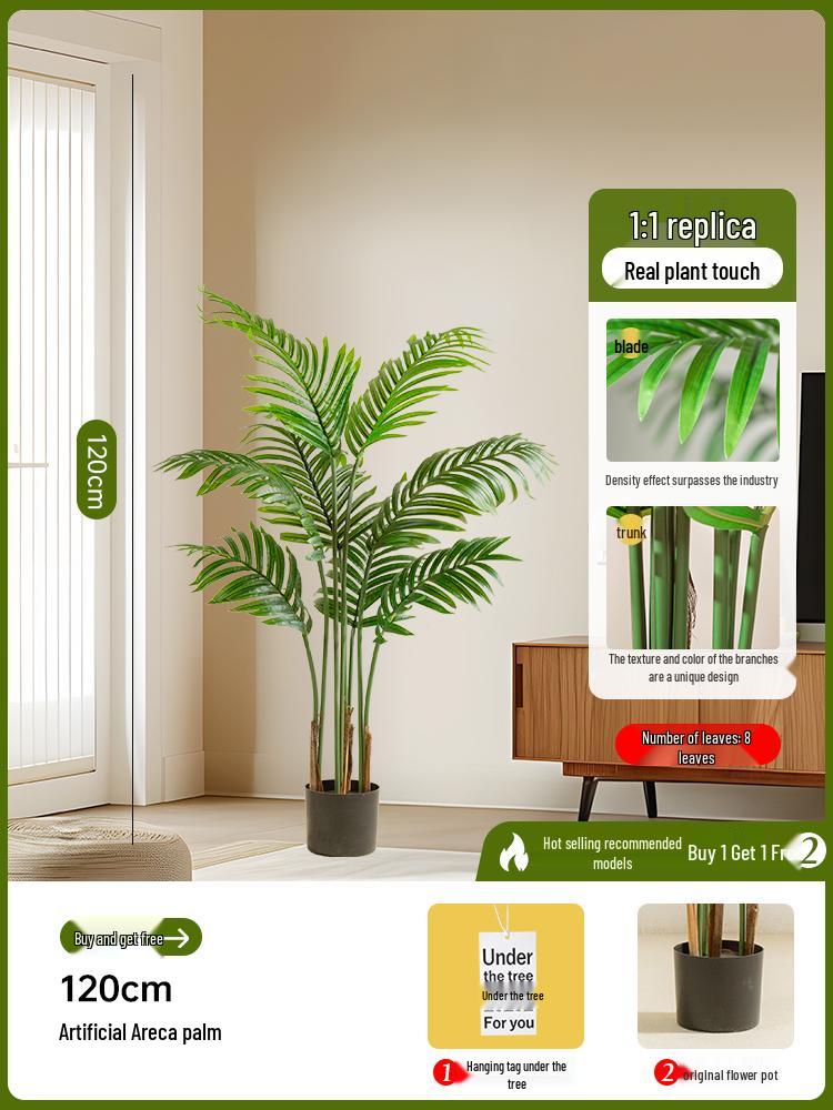 Luxury Fishtail Palm Artificial Tree for Indoor Living Room Decor - Bionic Green Plant In Pot for Floor Landscaping.