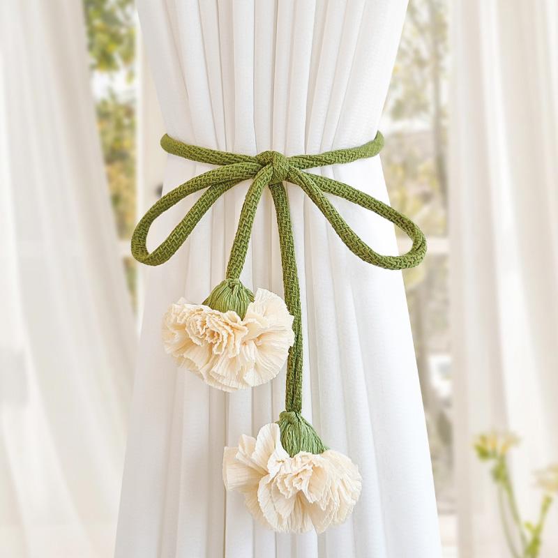 1Pc Curtain Tiebacks Window Accessories Ties Floral Designs Fabric Tiebacks Office Carnation Curtain Tiebacks Home Multi-Color