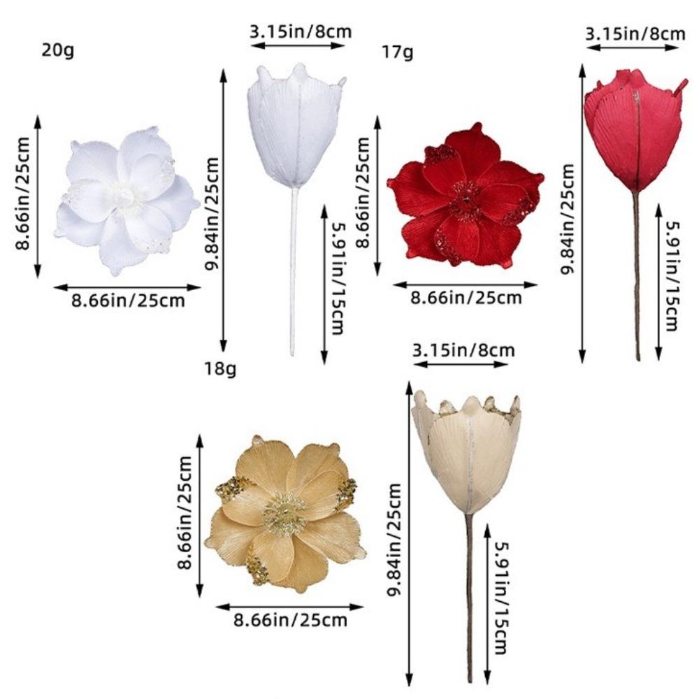 New 22cm Christmas Flowers DIY Fake Flowers Poinsettia Glitter Flower Merry Christmas Wedding Decor Xmas Tree Decorations
