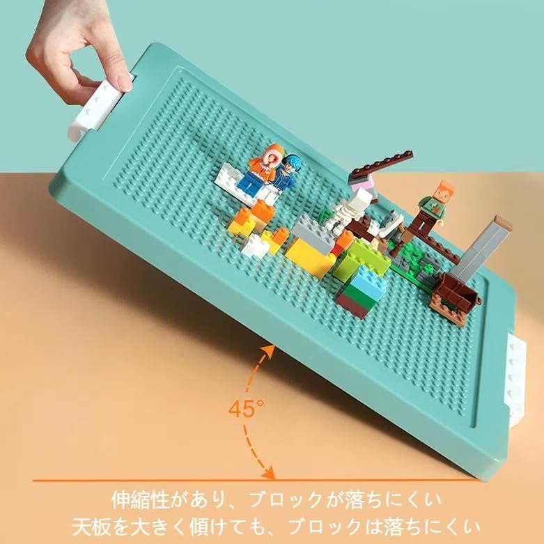 Lyyxjsltd Multifunctional Storage Box with Building Blocks, Toy Box with Dividers, Two-Tiered Mesh Storage Box for Lego Building Blocks, Transparent