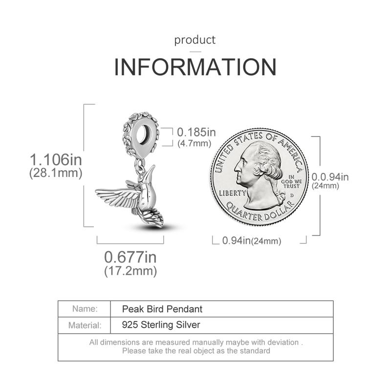 Eleganckie Wisiorki z Kolibrem Miedziane Oryginalne Koraliki Pasują do Oryginalnych Charmsów Bransoletka Biżuteria DIY Prezenty Dla Kobiet