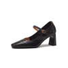 Soft sheepskin black high heels 2025 spring and autumn new French retro thick heel with Mary Jane shoes women's single shoes