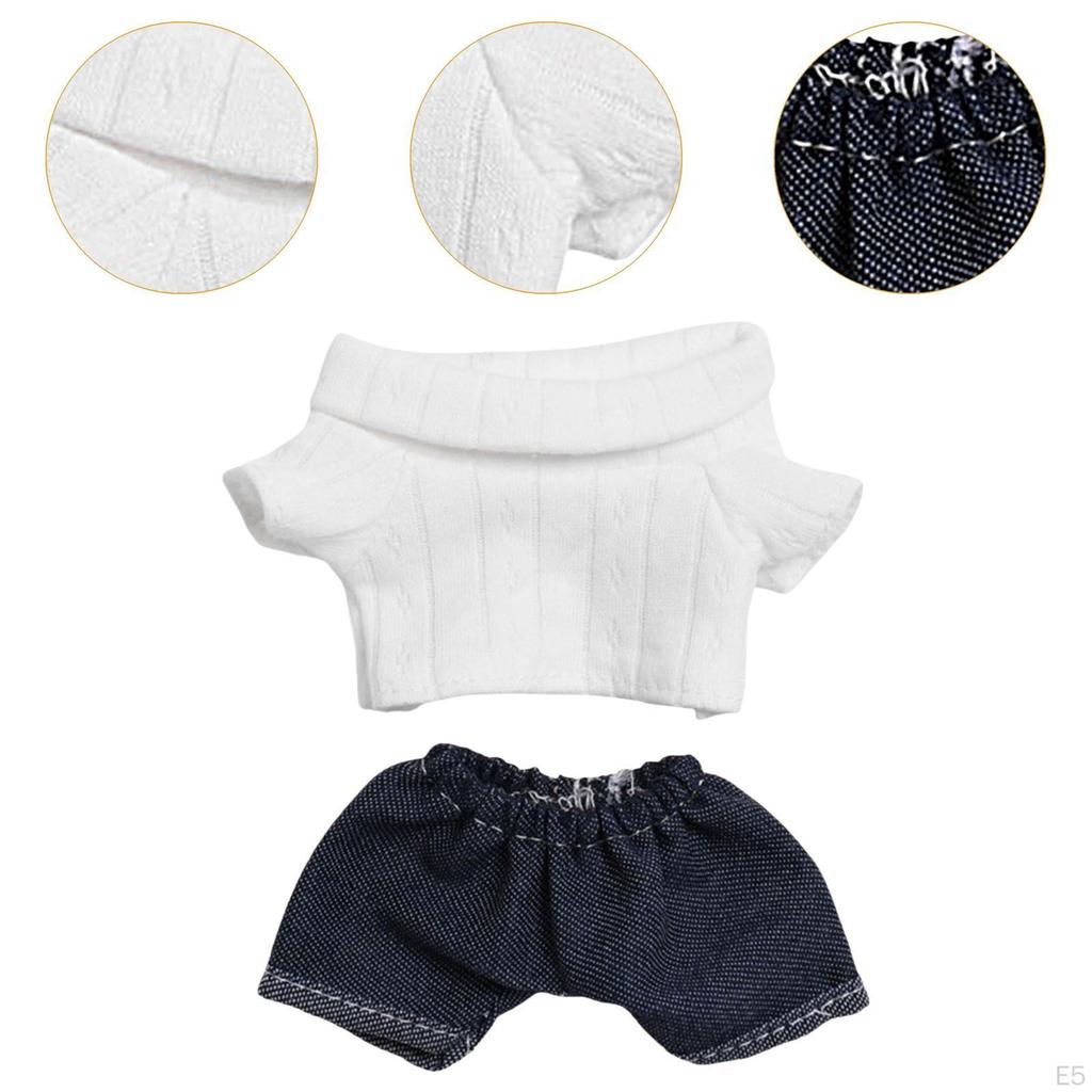 Koszulka dla lalki 17 cm ze spodniami, Odzież, Miękka, Ręcznie robiona odzież codzienna, Prezent urodzinowy