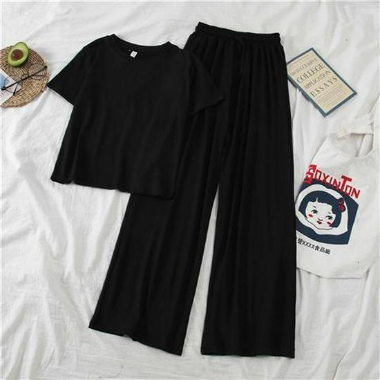 2025 Summer Korean-Style Women's Short-Sleeve Suit: Trendy Wide-Leg Pants Two-Piece Set