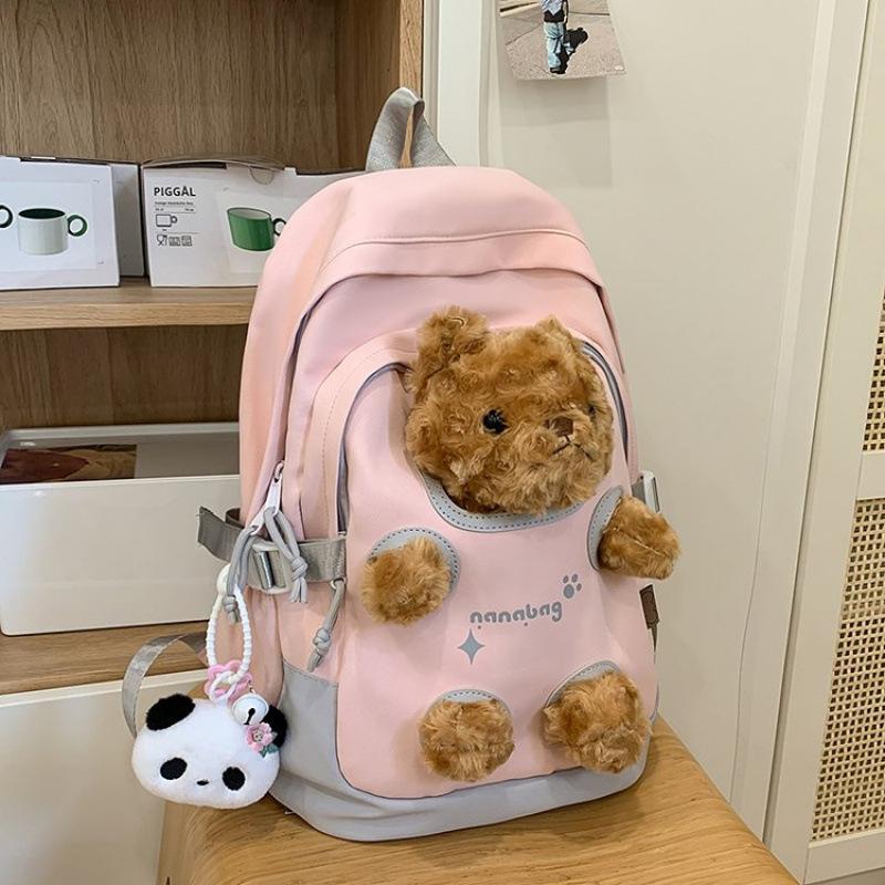 Schoolbag Cute Bear Schoolbag Female Junior High School Girl College Student 11 New Backpack Ins Niche Mori Versatile Backpack