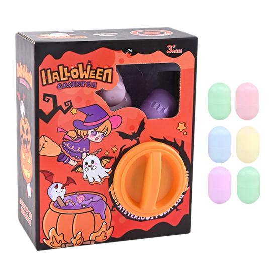 Halloween Mini Capsule Toy Machine 6/12/16 Random Surprise Eggs Cute Cartoon Gashapon Machine Mini Round Capsule Gift for Kindergarten Xmas Easter