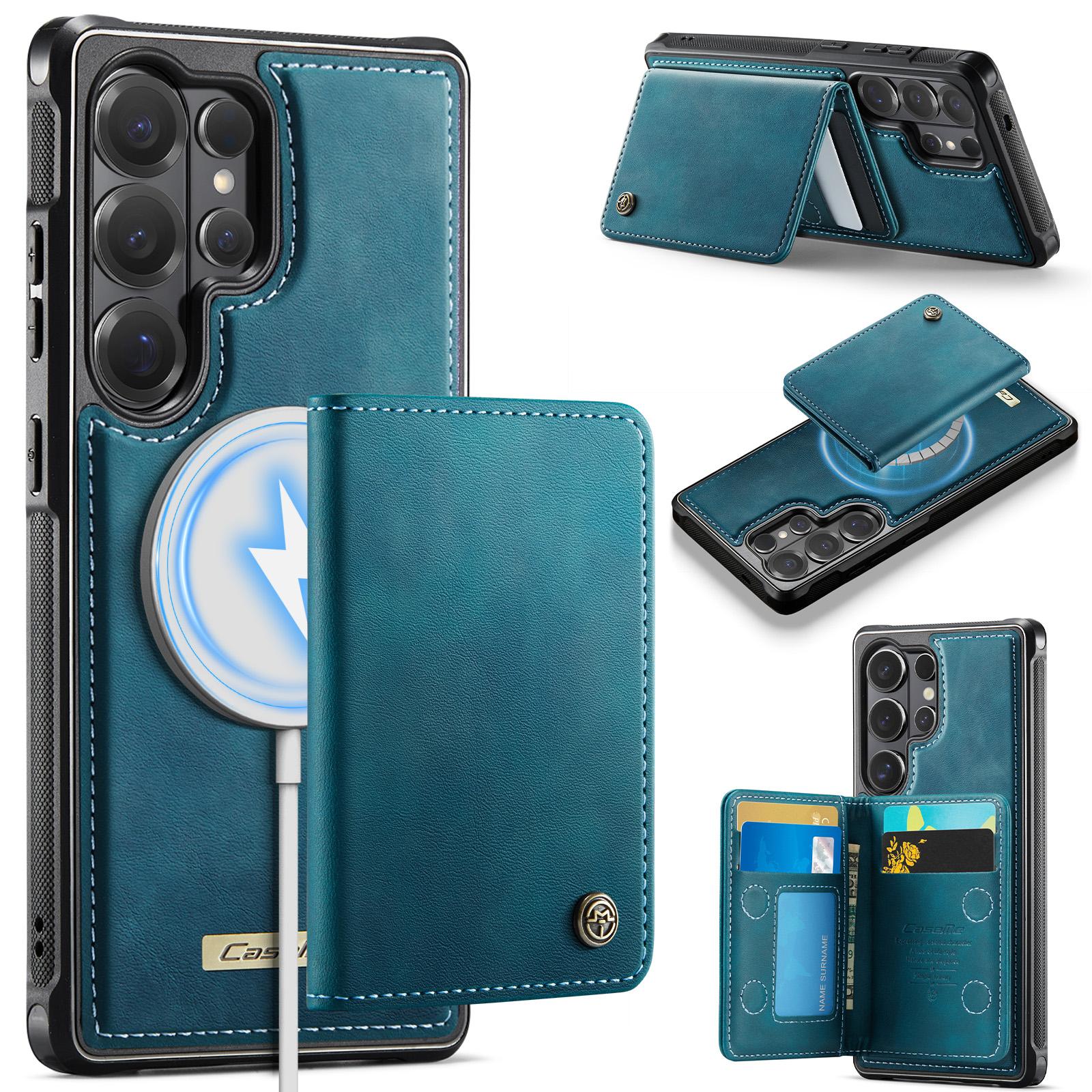 

2 in 1 Magnetic Leather Phone Case For Samsung S26 Ultra S25 S24 S23 FE S22 Plus A16 A36 A56 A17 A57 A37 Wallet Card Solt Cover Galaxy A56 зелений