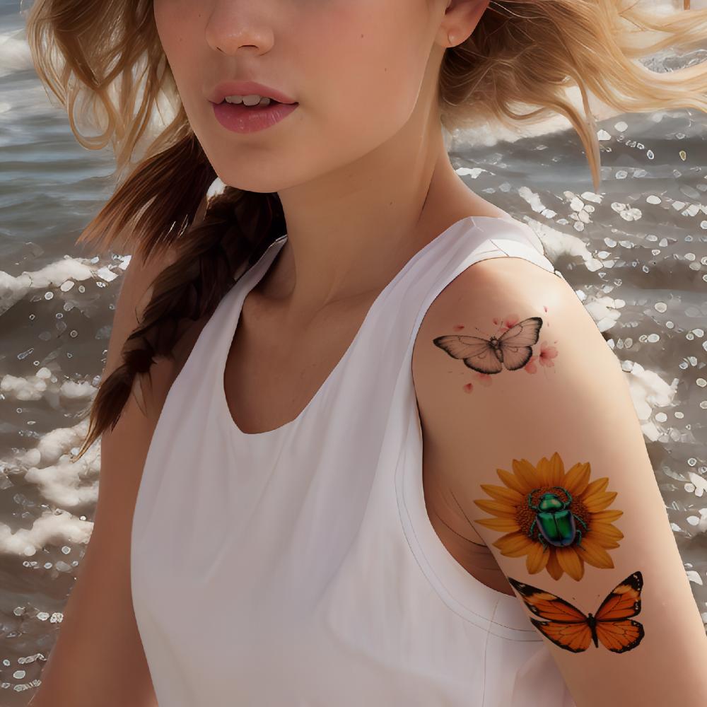 28PCS Butterfly Temporary Tattoos Long Lasting Body Stickers 3D Floral Adult Men Women Stickers Cosplay Party Stickers Props
