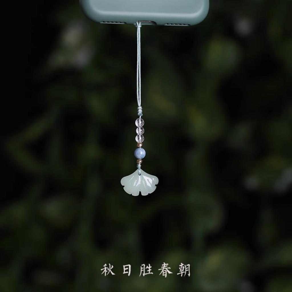 Kawaii Classic China Phone Charms Handmade DIY Beaded Women Leaf Pendant Chain For iPhone11 Key Bag Airpods Accessories