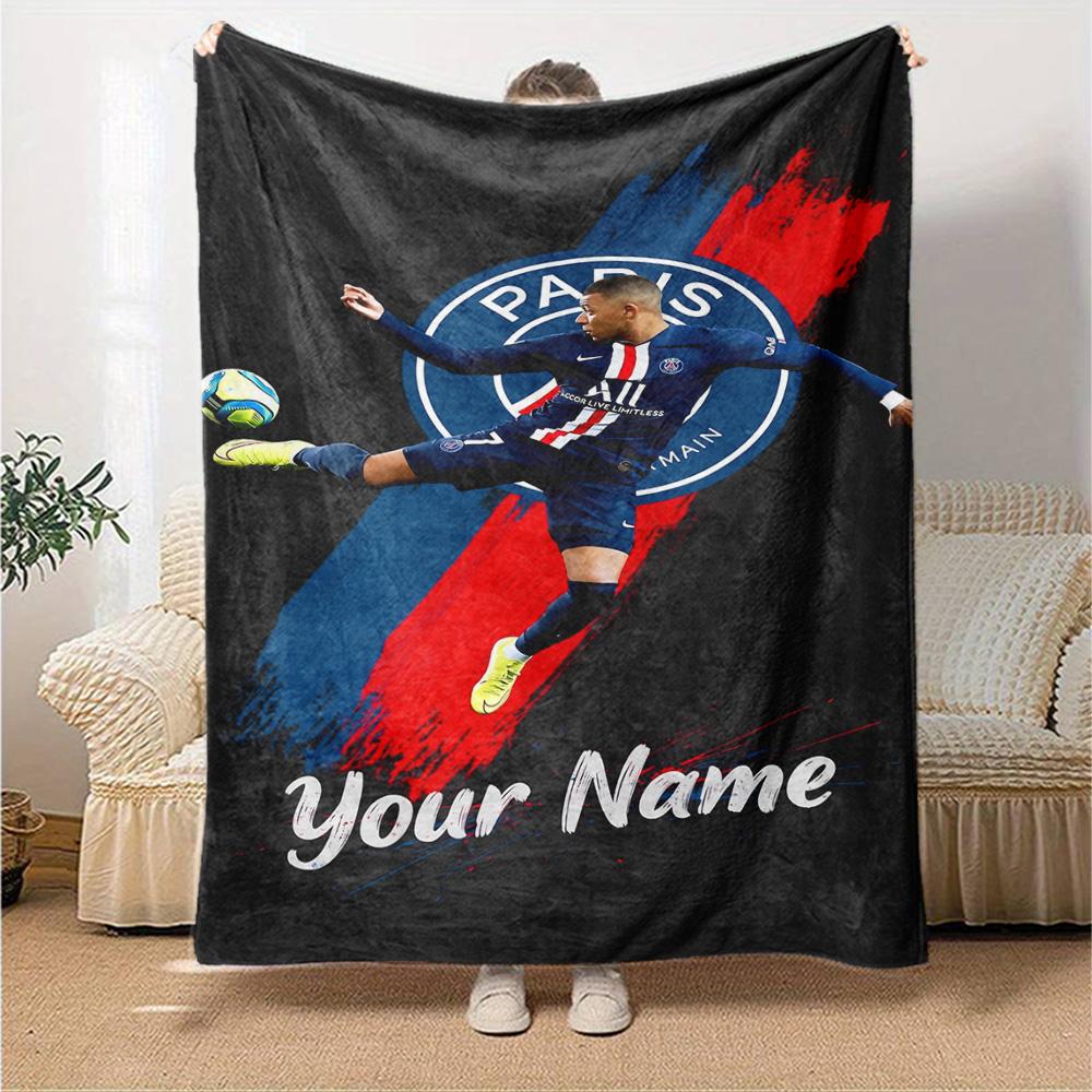 Mbappé Personalized Name Blanket Cozy Customizable Blanket Comfortable Perfect for Picnics Bedding Office Chair Office for All Occasions
