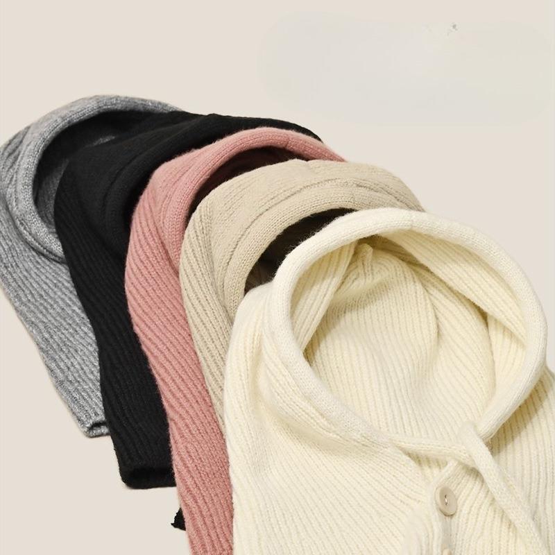 Korean Style Shawl Knitted Hat for Women Fashionable and Stylish  Adjustable Autumn and Winter Simple Warm and Ear Protecting Fake Collar Raffia Hat