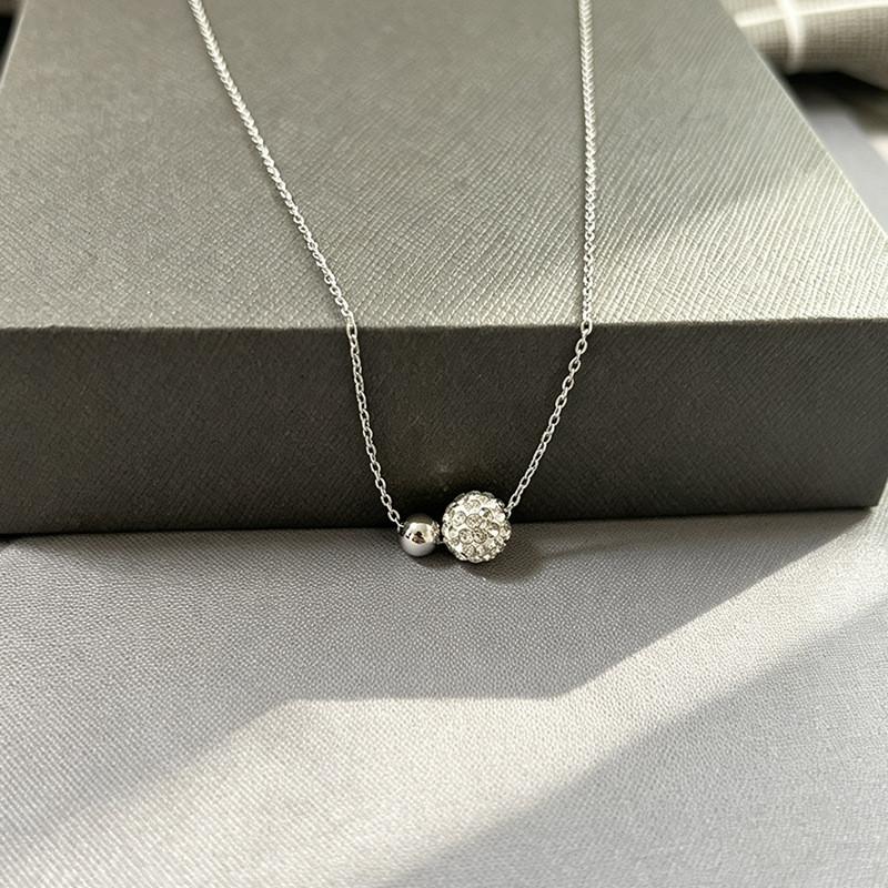 Geometric Double Ball Alloy Necklace With Stylish Chain For Daily Women