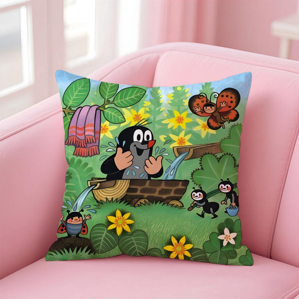Süßer Cartoon Der kleine Maulwurf Animation Kissenbezug Kissenhülle Kurzer Plüsch Versteckter Reißverschluss Raum Sofa Kissenbezug