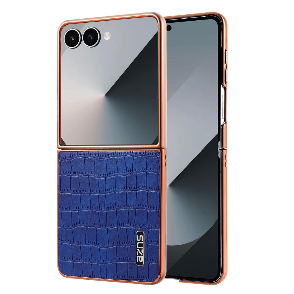 AZNS Für Samsung Galaxy Z Flip7 5G Hülle Galvanisierte Krokodiltextur PU+PC Handyhülle