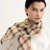 Brown Check Long Silk Scarf DCSC6F290W2