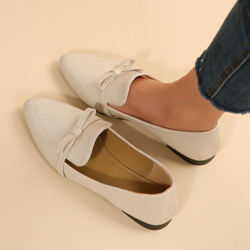 Luxury Genuine  Women Flats shoes Pointed Toe Solid Pregnant Driving Ladies Buckle Strap Women Flats Mary Janes Shoes