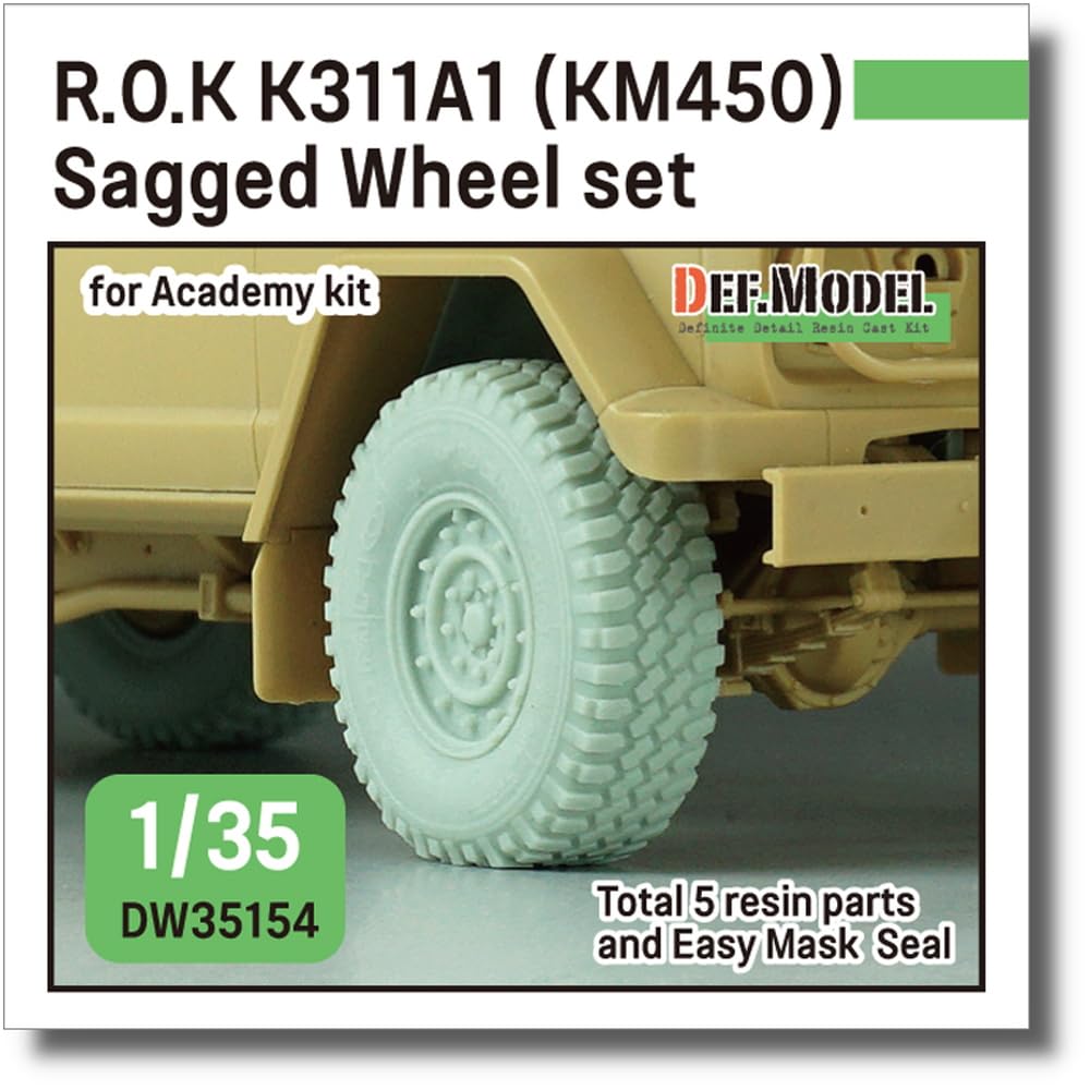 

DEF.MODEL Масштаб 1/35 Современный корейский K311A1 (KM450) Комплект деформирующихся шин для грузовика (Академический класс) Детали для пластиковой модели DW35154