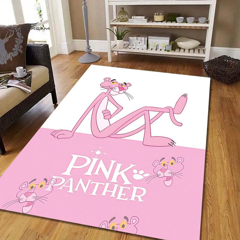 Rosa Panther Flanellmuster Quadratischer Teppich, Läufer, Teppich für Wohnzimmer Schlafzimmer Sofa Spielzimmer Dekor, Rutschfeste Fußmatte