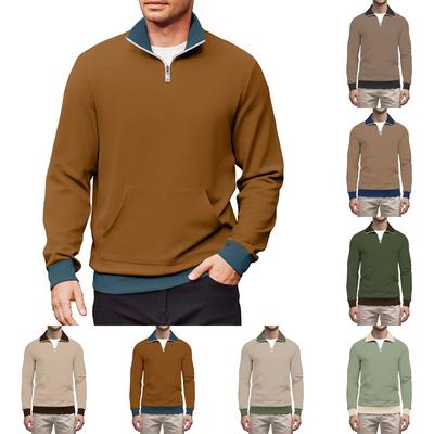 Erkek Rahat Uzun Kollu Dik Yaka Çeyrek Fermuarlı Sweatshirt