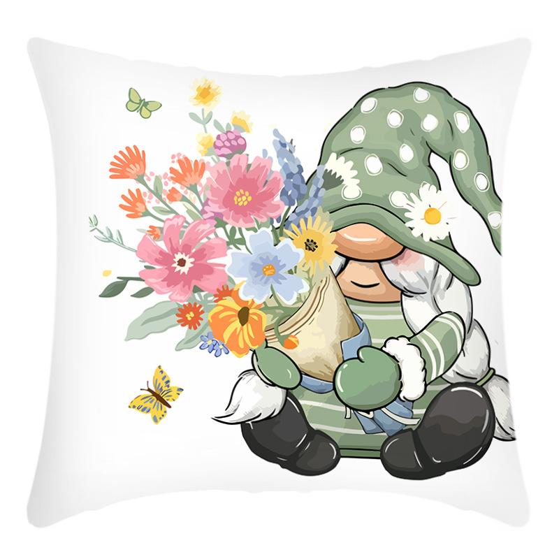 Fashionable Spring Flower Spring Elements Pillow Cover Linen Flower Cushion Pillow Cover