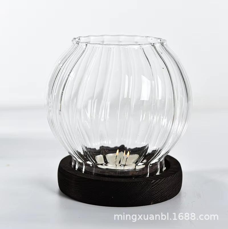 Transparent Candle Holder 1PCS Glass Round Candlelight Dinner Household Windproof Candle Cup Jar Decorative Ornaments Wedding