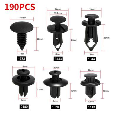 190pcs Car Retainer Clips 6 Size Plastic Fasteners Kit Auto Trim Panel Clip Mixed Car Body Bumper Rivet Set