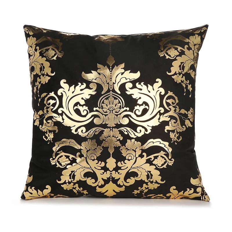 

Elegant and Personalized Creative Black Super Soft Velvet Bronzing Pillow Cover Leaf Bronzing Cushion Sofa Cushion Cover 45*45cm