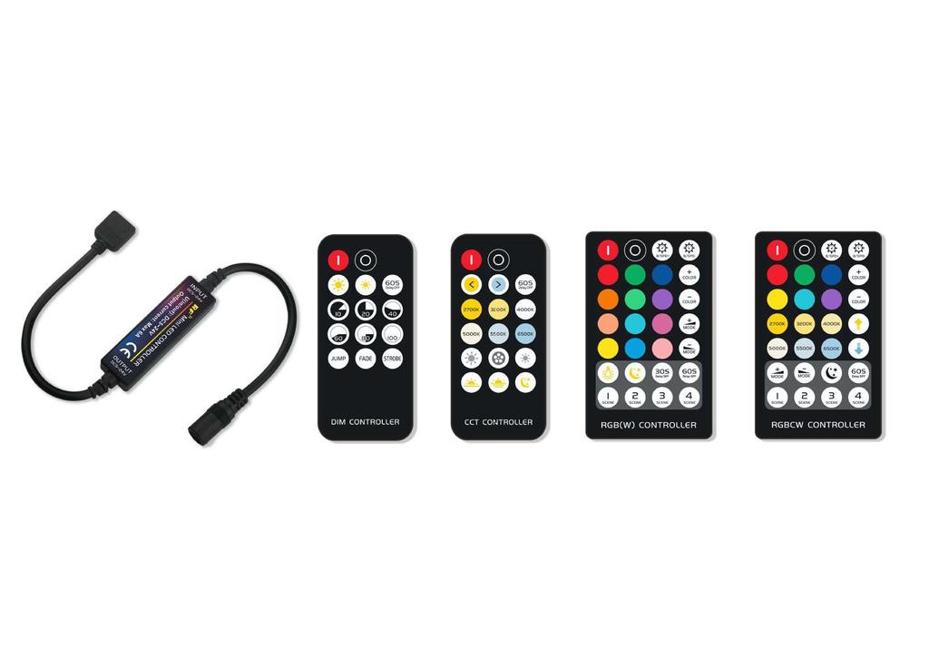 RF 14-Key Mini Monochromatic PWM Stepless Dimming Remote - FCC Certified