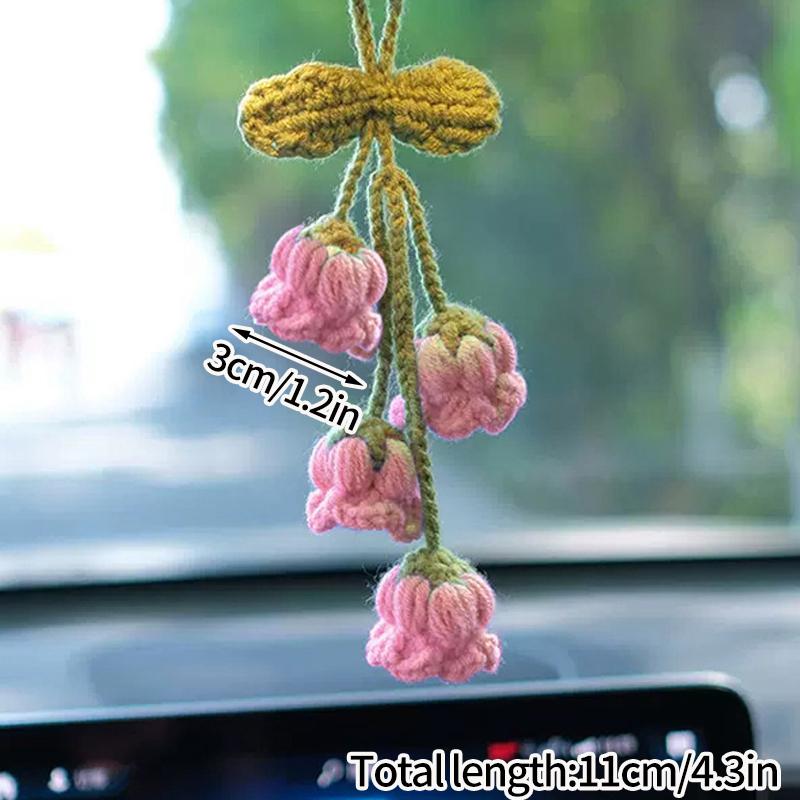 Crochet Flowers Woven Flowers Pendant Car Interior Hanging Decoration Hand Knitted Bags Decoration Handmade Key Pendants Household Decoration