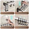 Black Traceless Adhesive Kitchen Storage Rack: Punch-Free Wall-Mounted Pot Lid, Knife Holder, Multi-Functional Hooks