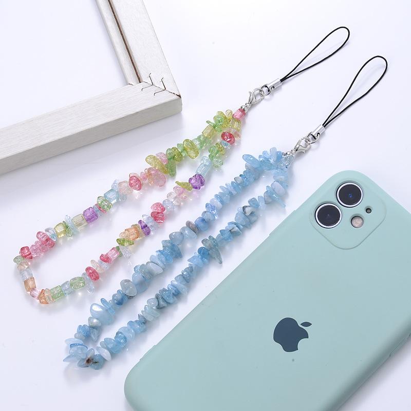Creative Gravel Stone Mobile Phone Chain Women Girls Natural Bead Anti-Lost Fashion Jewelry Cellphone Strap Lanyard Hanging