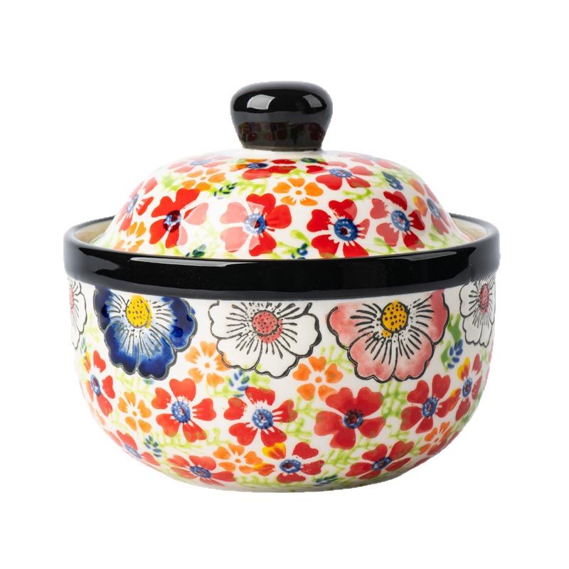 Hand-painted ceramic small stew cup Household soup cup with lid Water-proof soup pot Steamed egg bowl Steamed egg custard bowl Sweet bowl