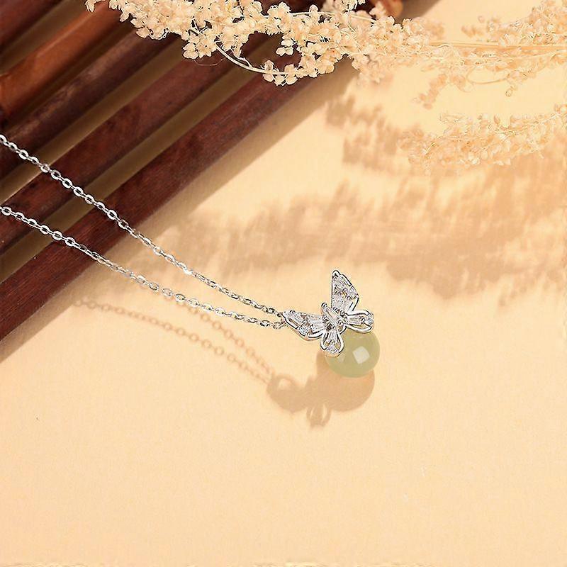 Butterfly Peace Buckle Necklace---925 Silver S925 Sterling Silver Niche Design Butterfly Peace Buckle Necklace Women's Light Luxury All-match