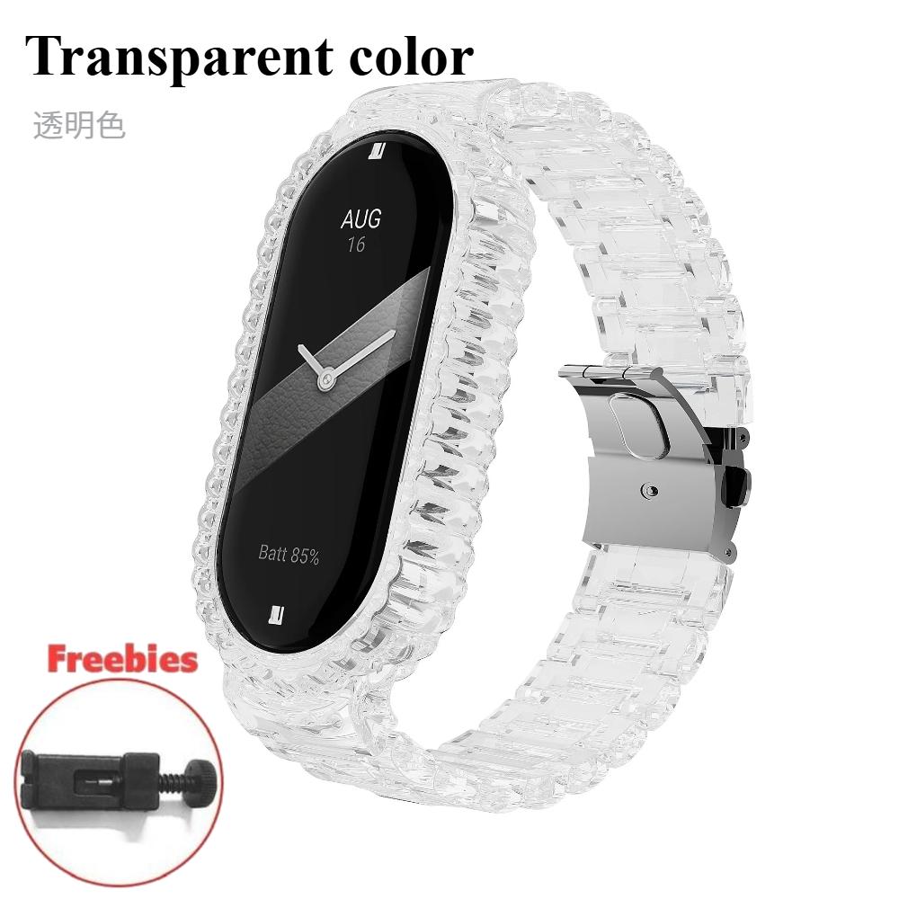 Strap+Case For Xiaomi Mi Band 10 Strap Resin Replaceable Bracelet Wristband for Mi Band 9 8 7 Belt Mi Band 6 5 4 3  Strap