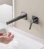 Wall Mounted Bathroom Basin Faucet Grey Single Lever Hot and Cold Solid Brass Crane Brass Sink Mixer Gray Tap