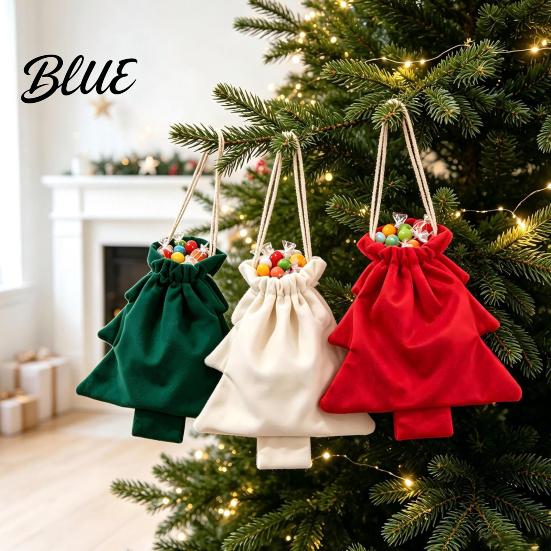 Gift Wrapping Bags for Christmas Tree Drawstring Presents Bag Reusable Plush Pouch Soft Fabric Present Holders Shaped Holiday Favors Bag Candy,