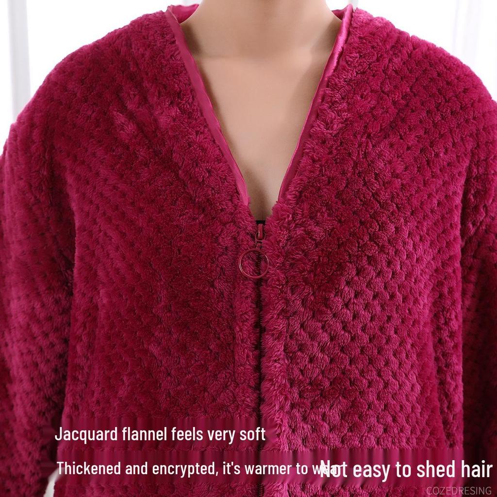 Couple's Thickened Flannel Robe - Men's Plus Size & Women's Coral Fleece