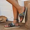 Fashion Women's Sunflower Print Thin Strap Cross Combination Slippers Lightweight Slip-on Comfortable Casual Sandals