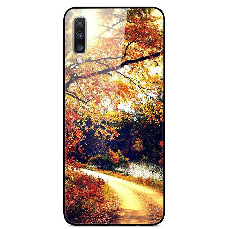 For Samsung A70 Case Cute Pattern Tempered Glass Back Hard Cover Case For Samsung Galaxy A70 Phone Cases Coque A70S A 70 Fundas