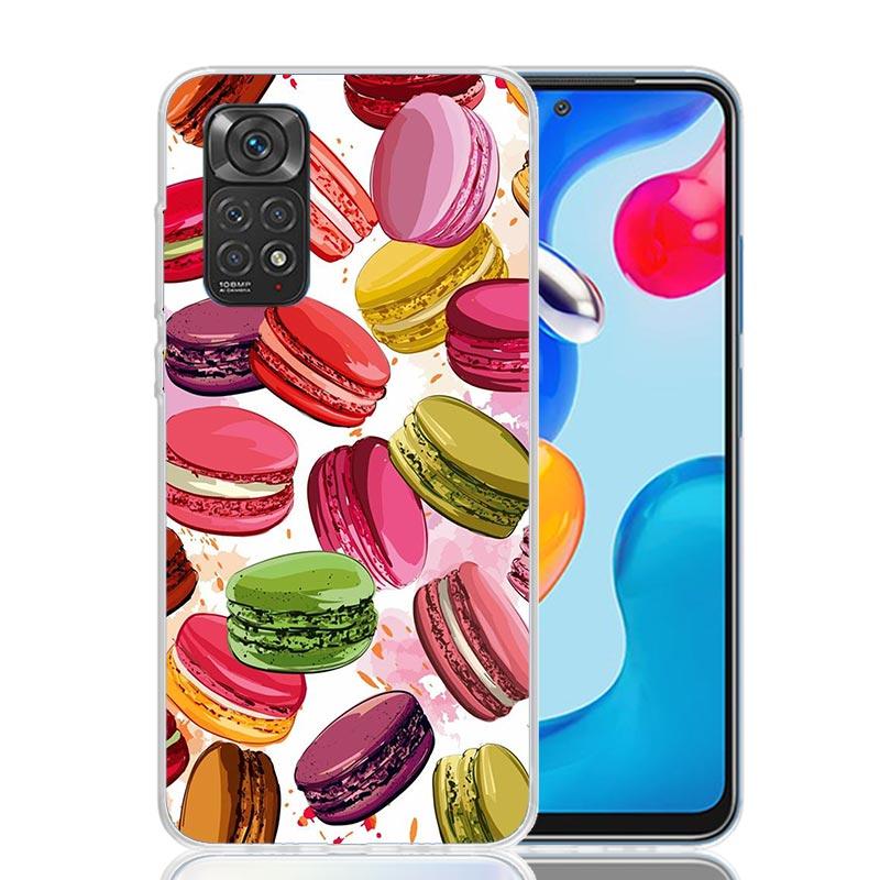Macaron Ice Cream Cake Doughnut Phone Case For Xiaomi Redmi Note 13 14 15 Pro Plus 12S 12 14S 11S 11E 10 10S 11 11T 5G 4G Cover