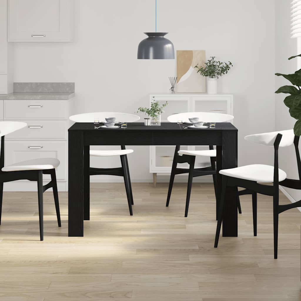 Dining Table Black Oak Effect 120 X 60 X 76 Cm Engineered Wood